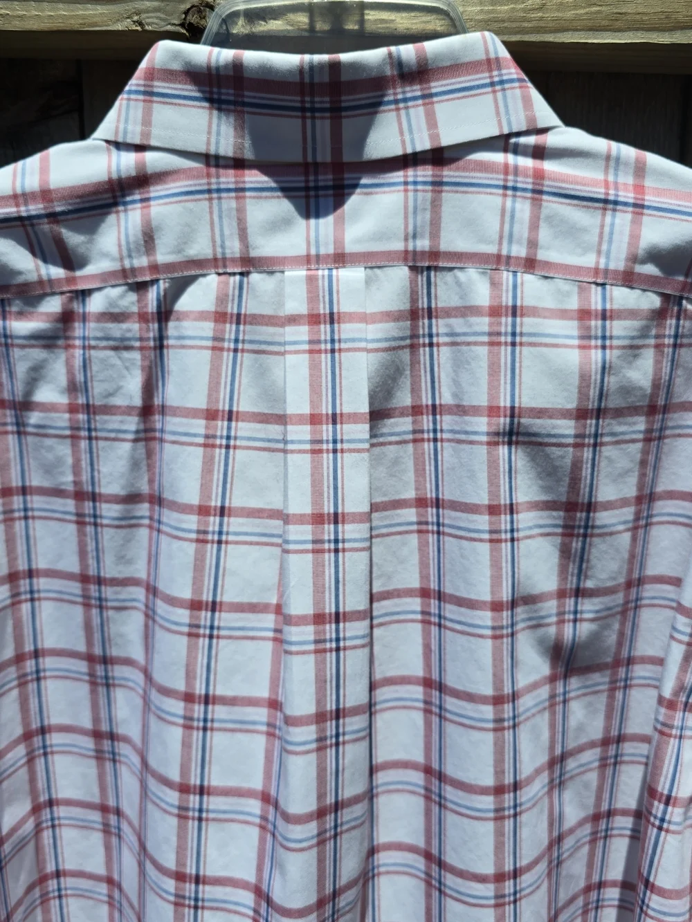 Banana Republic Shirt Mens XL White Red Plaid Long Sleeve Non-Iron Classic Fit